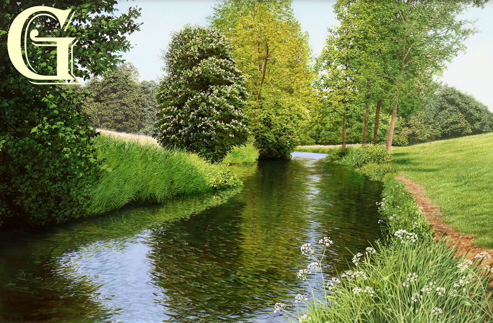 MICHAEL JAMES SMITH - ORIGINAL OIL PAINTING, BLOSSOM BY THE RIVER